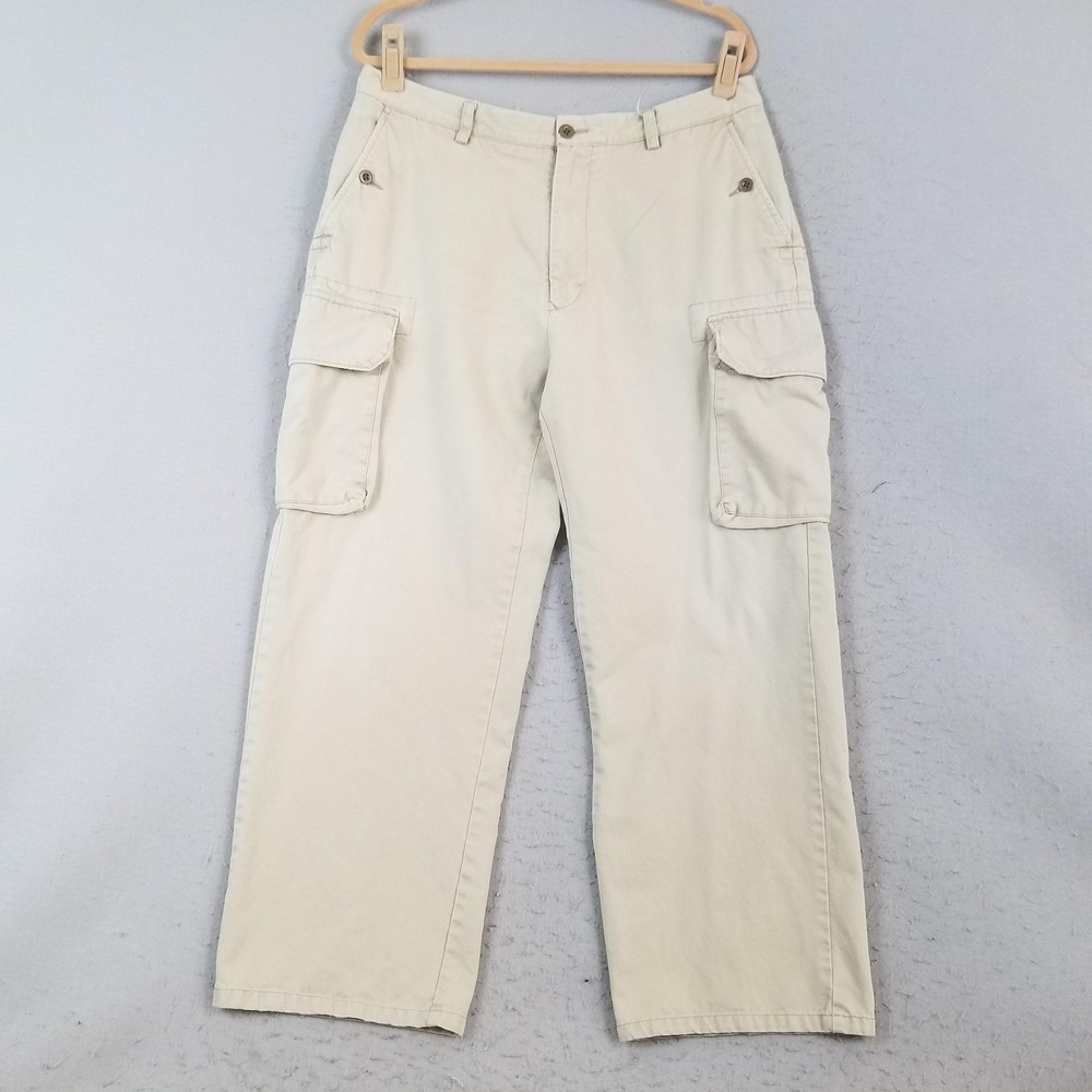 Vintage Nautica Marine Drill Pants Mens 36 Khaki Cargo‎ Military 100% Cotton 90s